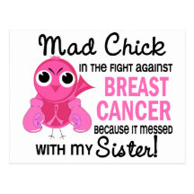 Mad Chick 2 Sister Breast Cancer Post Card