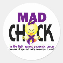 Mad Chick In The Fight Pancreatic Cancer Round Stickers