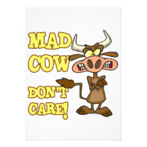 MAD COW DONT CARE FUNNY ANIMAL HUMOR PERSONALISED INVITE