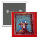 Mad Cow - Indignant upset emotional cow ART Pinback Buttons