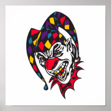 mad evil jester clown print