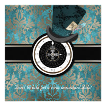 Mad Hatter Alice in Wonderland Wedding Invitation