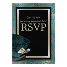 Mad Hatter Alice in Wonderland Wedding RSVP Card