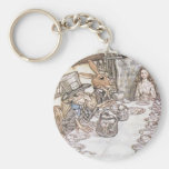 Mad Hatter, Hare and Alice at the Tea Table Keychains
