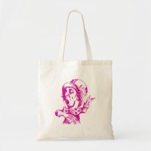 Mad Hatter Inked Pink Tote Bags