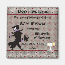 Mad Hatter Tea Party Baby Shower Save the Date Fridge Magnets