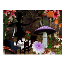 Mad hatter tea party postcard