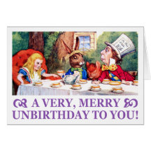 MAD HATTER WISHES ALICE A VERY MERRY UNBIRTHDAY! CARD