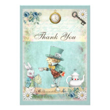 Mad Hatter Wonderland Wedding Thank You Invite
