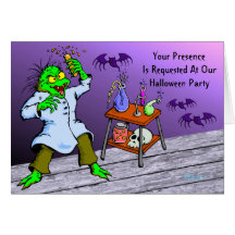 Mad Scientist Halloween Party Invitation Greeting Card