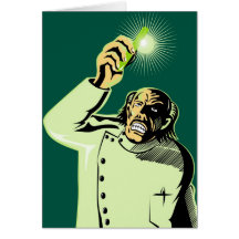 mad scientist holding up test tube cards