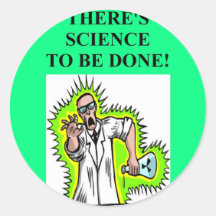 mad scientist joke round stickers