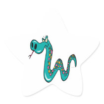 mad snake cartoon boa constrictor star sticker