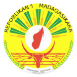 Madagascar Official Coat Of Arms Heraldry Symbol Round Stickers