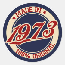 Made In 1973 Round Sticker