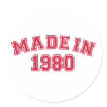 Made in 1980 round sticker