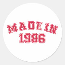 Made in 1986 round sticker