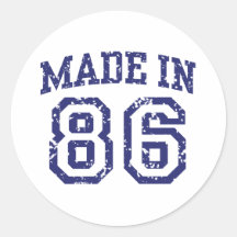 Made in 86 round stickers