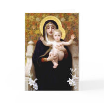 Madona with lilies Bouguereau antique painting Cards