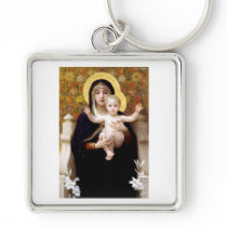 Madona with lilies Bouguereau antique painting Key Chain