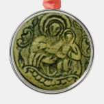 MADONNA AND CHILD /ST.GEORGE AND DRAGON MEDALLION CHRISTMAS TREE ORNAMENT