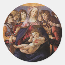 Madonna and Child with Angels by Sandro Botticelli Round Sticker