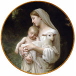 Madonna and Child with Lamb Christmas Ornament photo sculptures