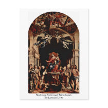 Madonna Enthroned With Angels By Lorenzo Lotto Postcard