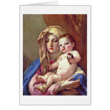 Madonna Of The Goldfinch By Giovanni Tiepolo Greeting Cards