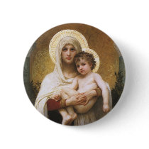 Madonna of the Roses by William Adolphe Bouguereau Pinback Button