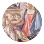 Madonna With Two Angels, By Sandro Botticelli Round Stickers