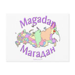 Magadan Russia Map postcards