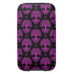 Magenta and Black Tree of Life Pattern iPhone 3 Tough Case
