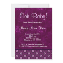 Magenta Flowers and Butterflies Girl Baby Shower Invitation