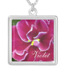 Magenta Painted Violet Necklace
