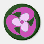 Magenta Retro Crescent Spiral Flower Magnet