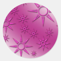 Magenta suns seamless pattern round sticker