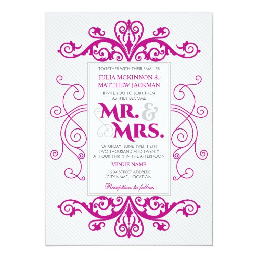 mr mrs wedding invitations magenta vintage swirls mr and mrs wedding 13 cm x 18 cm mr mrs wedding invitations magenta vintage swirls mr and mrs wedding 13 cm x 18 cm