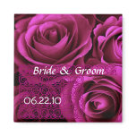 MAGENTA  Wedding Rose Bouquet with Lace Refrigerator Magnet