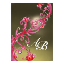 MAGIC BERRIES 3,MONOGRAM red agate Personalised Invites