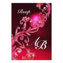MAGIC BERRIES 4,MONOGRAM red burgundy rsvp Announcement