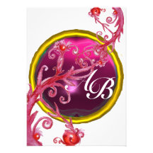 MAGIC BERRIES 4,MONOGRAM red ruby Personalized Announcement