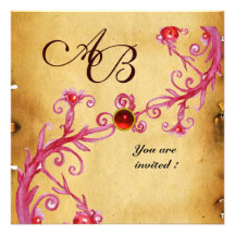 MAGIC BERRIES  MONOGRAM  Parchment Red Ruby Invite