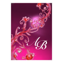 MAGIC BERRIES,MONOGRAM pink amethyst red Personalised Invite