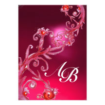MAGIC BERRIES,MONOGRAM red purple white Personalised Announcement