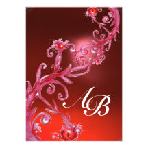 MAGIC BERRIES,MONOGRAM red ruby invitation