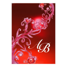 MAGIC BERRIES,MONOGRAM red ruby Personalised Invite
