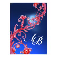 MAGIC BERRIES,MONOGRAM red sapphire Personalized Invitations