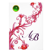 MAGIC BERRIES,MONOGRAM white green red purple Custom Announcement