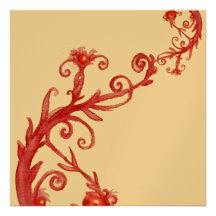 MAGIC BERRIES, red white metallic  gold Personalized Invitation